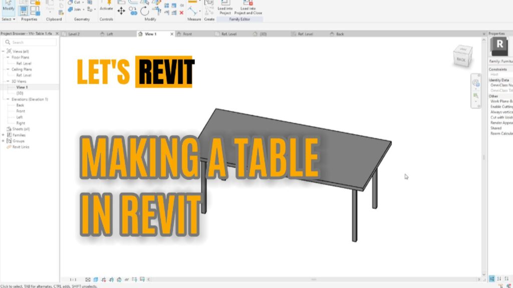 Making a simple revit table family using parameters